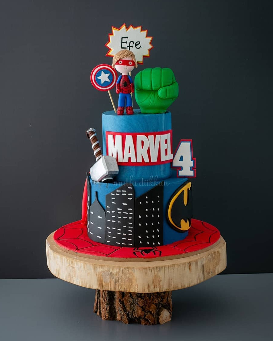 marvel pasta – hulk, thor, spiderman ve batman pastası