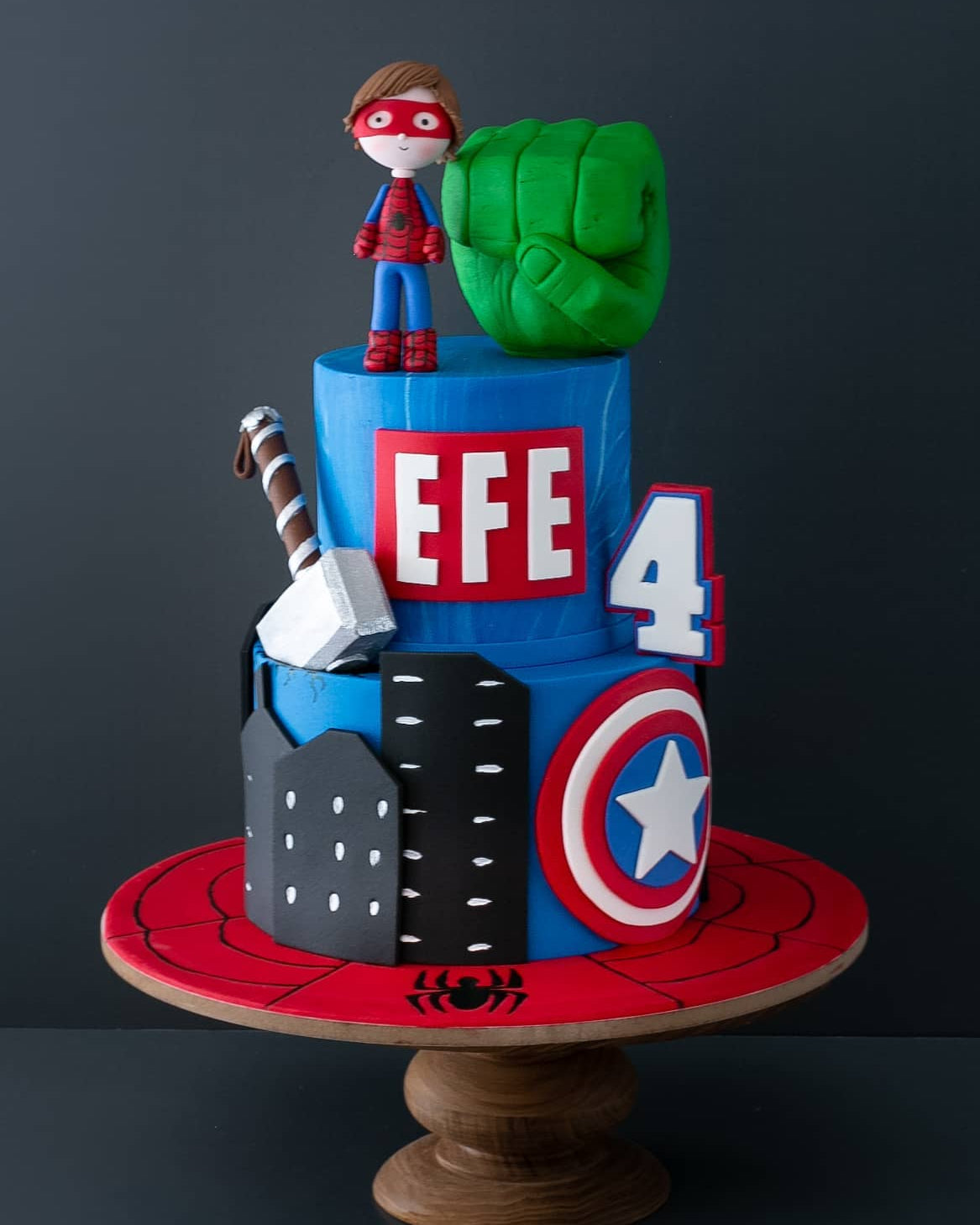 marvel pasta – spiderman, hulk ve thor temalı çocuk pastası