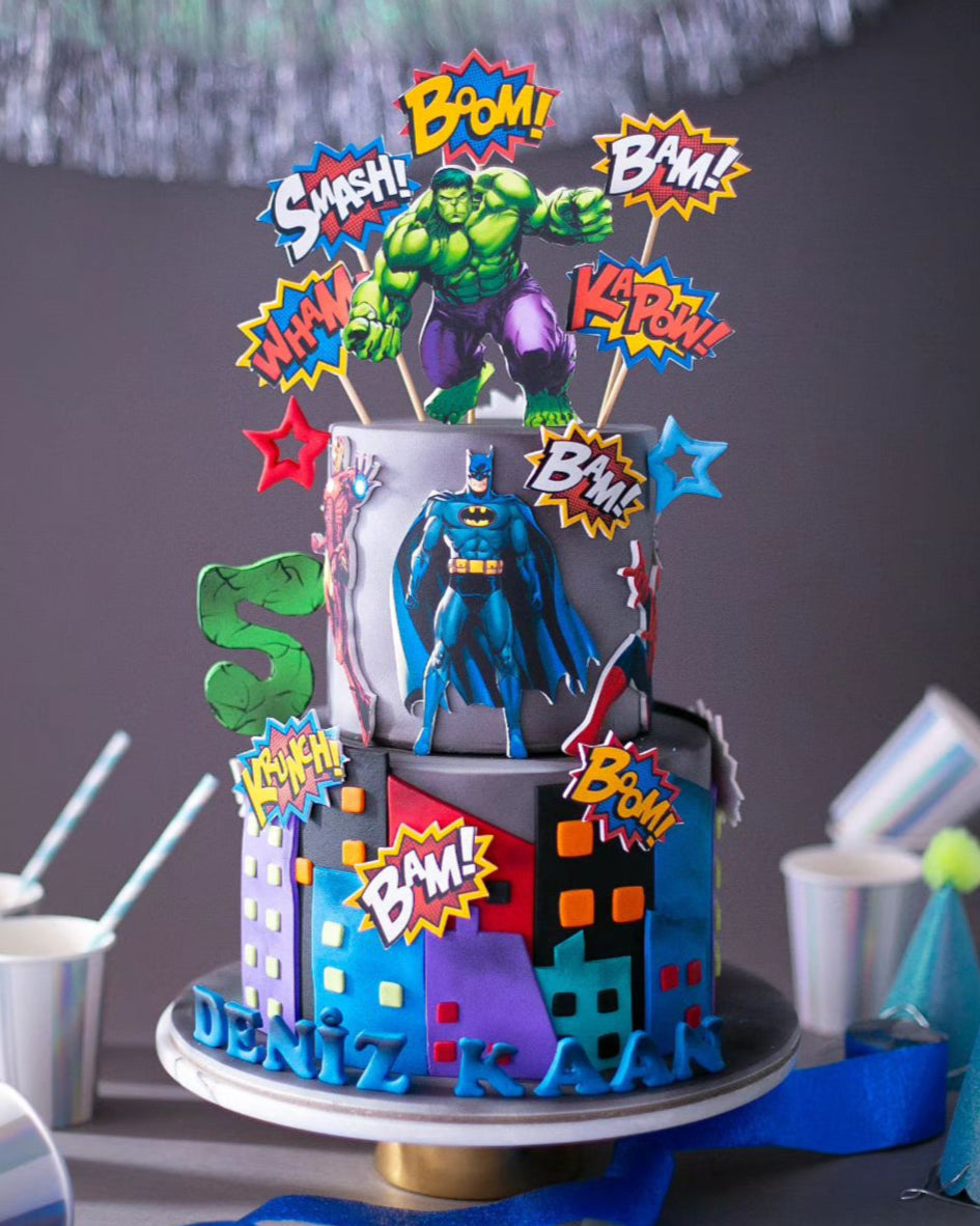 marvel pasta – süper kahraman temalı çocuk pastası