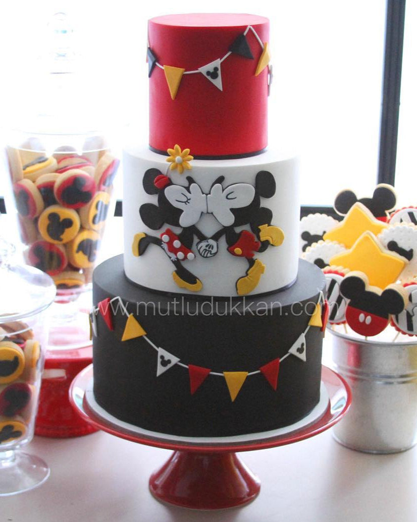 mickey minnie pasta – flama süslemeli çocuk pastası