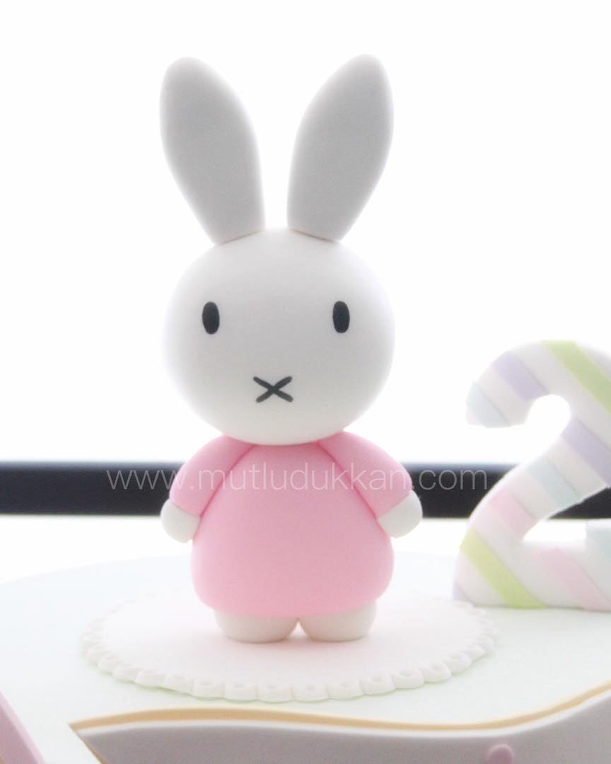 miffy pasta – gökkuşağı süslemeli kız çocuk pastası