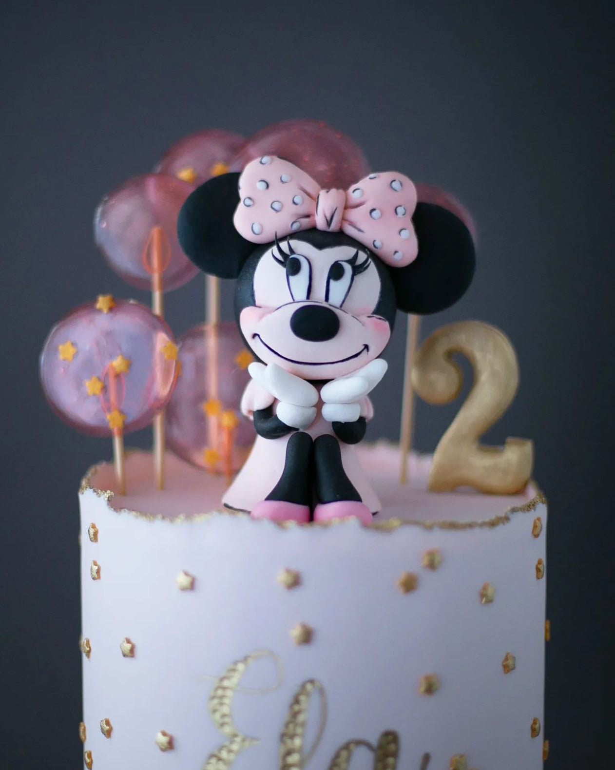 minnie mouse pasta – yıldız temalı kız çocuk pastası