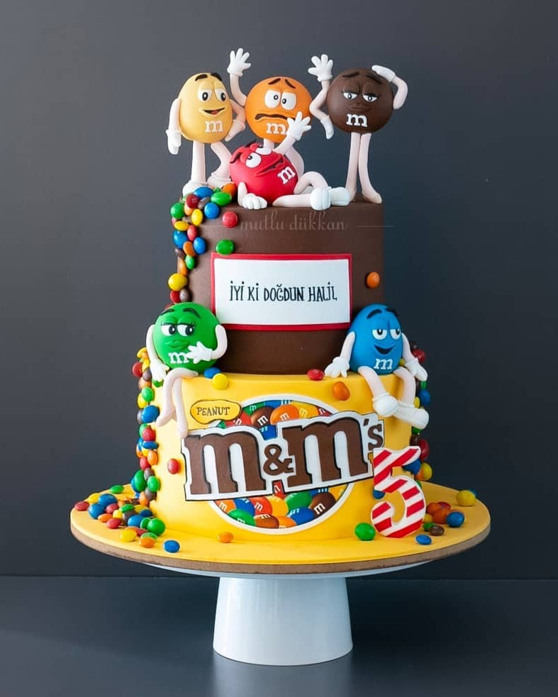 m&m pasta – rengarenk draje çikolatalı çocuk pastası