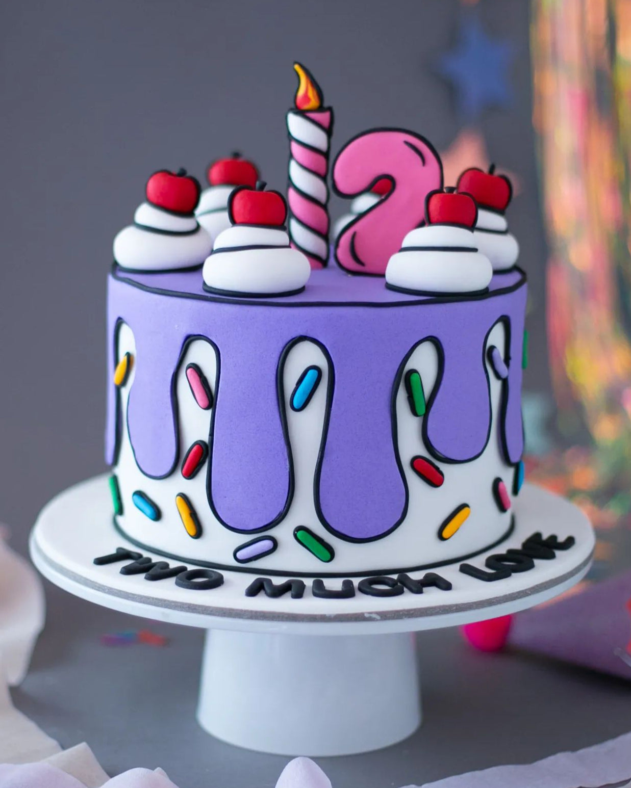 mor pasta – cartoon cake temalı çocuk doğum günü pastası