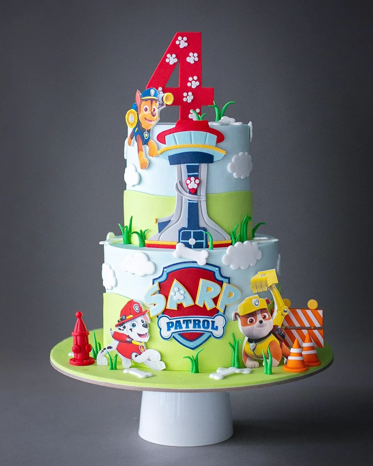 paw patrol pasta – kule süslemeli erkek çocuk pastası