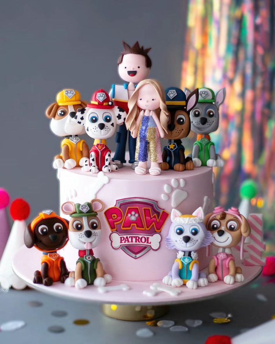paw patrol pasta – pembe renkli kız doğum günü pastası
