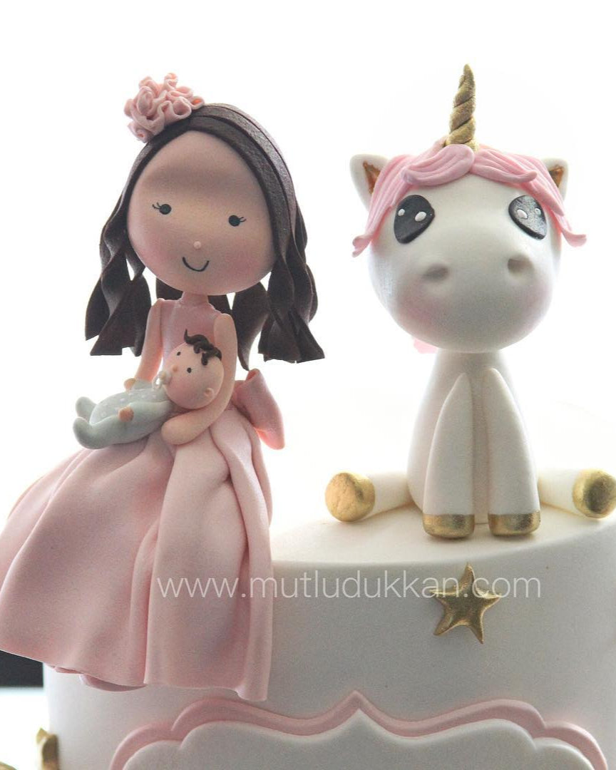 pembe unicorn pasta – kız çocuk doğum günü pastası