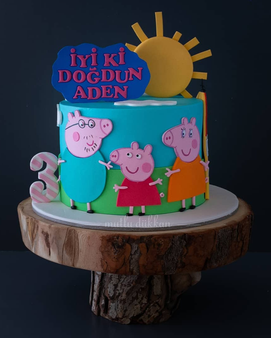 peppa pig ailesi pasta –  çocuk doğum günü pastası