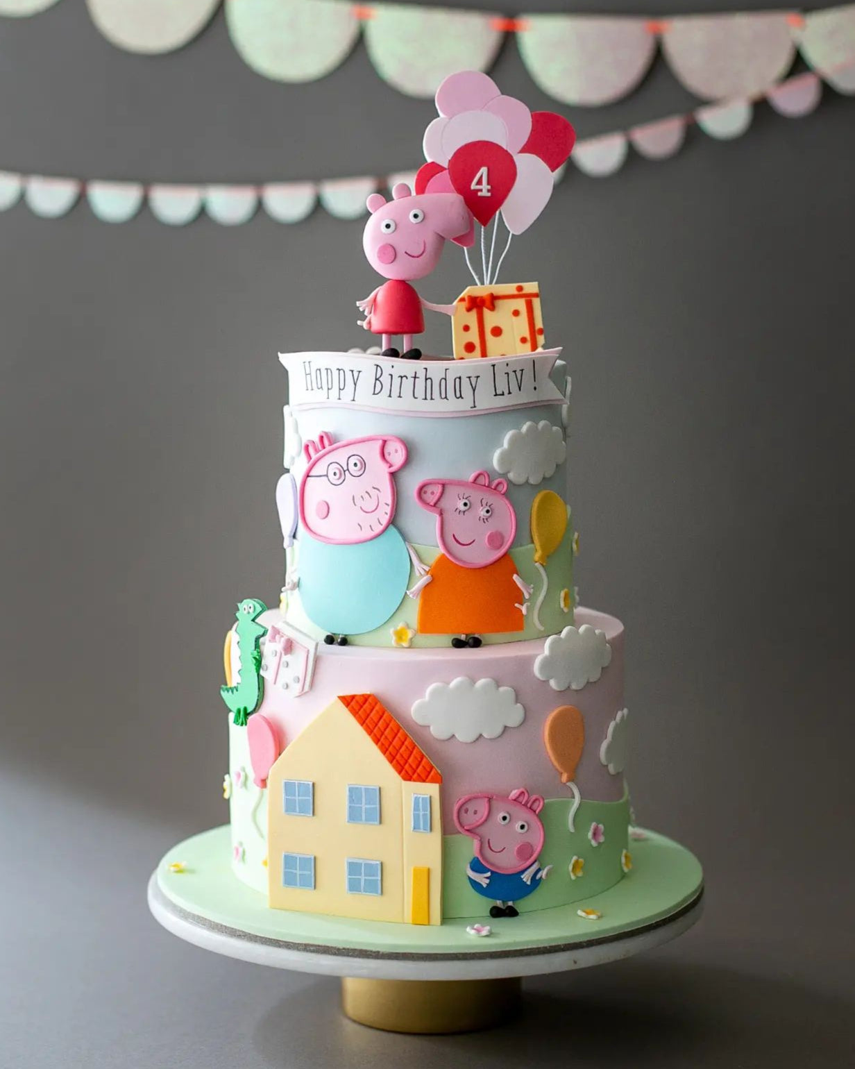 peppa pig pasta – peppa ailesi süslemeli çocuk pastası