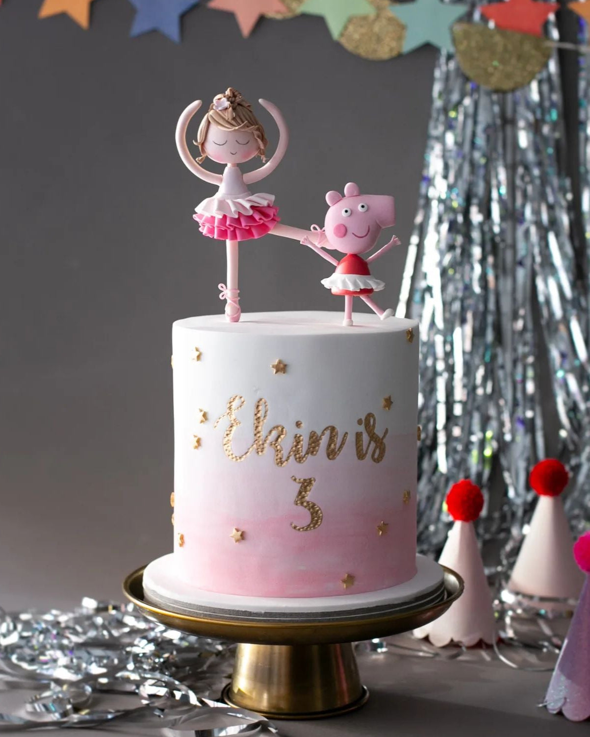 peppa pig pasta - balerin figürlü kız çocuk pastası