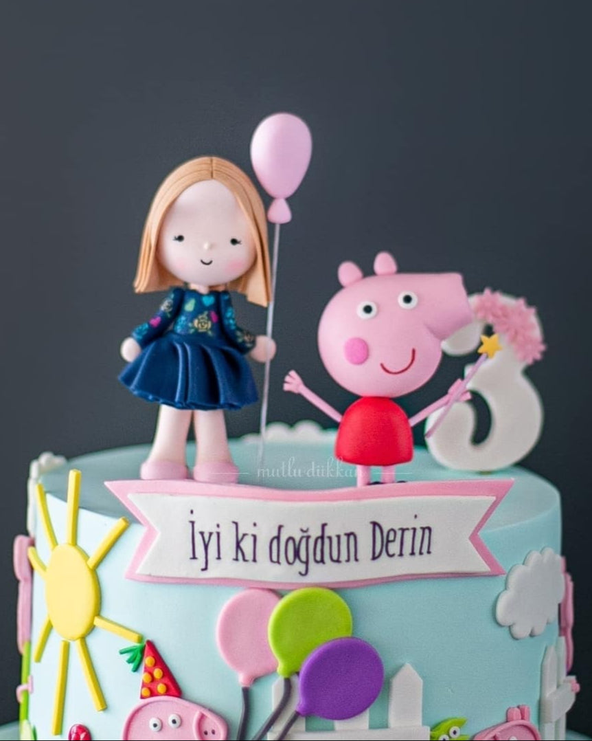 peppa pig pasta – kız çocuk doğum günü pastası