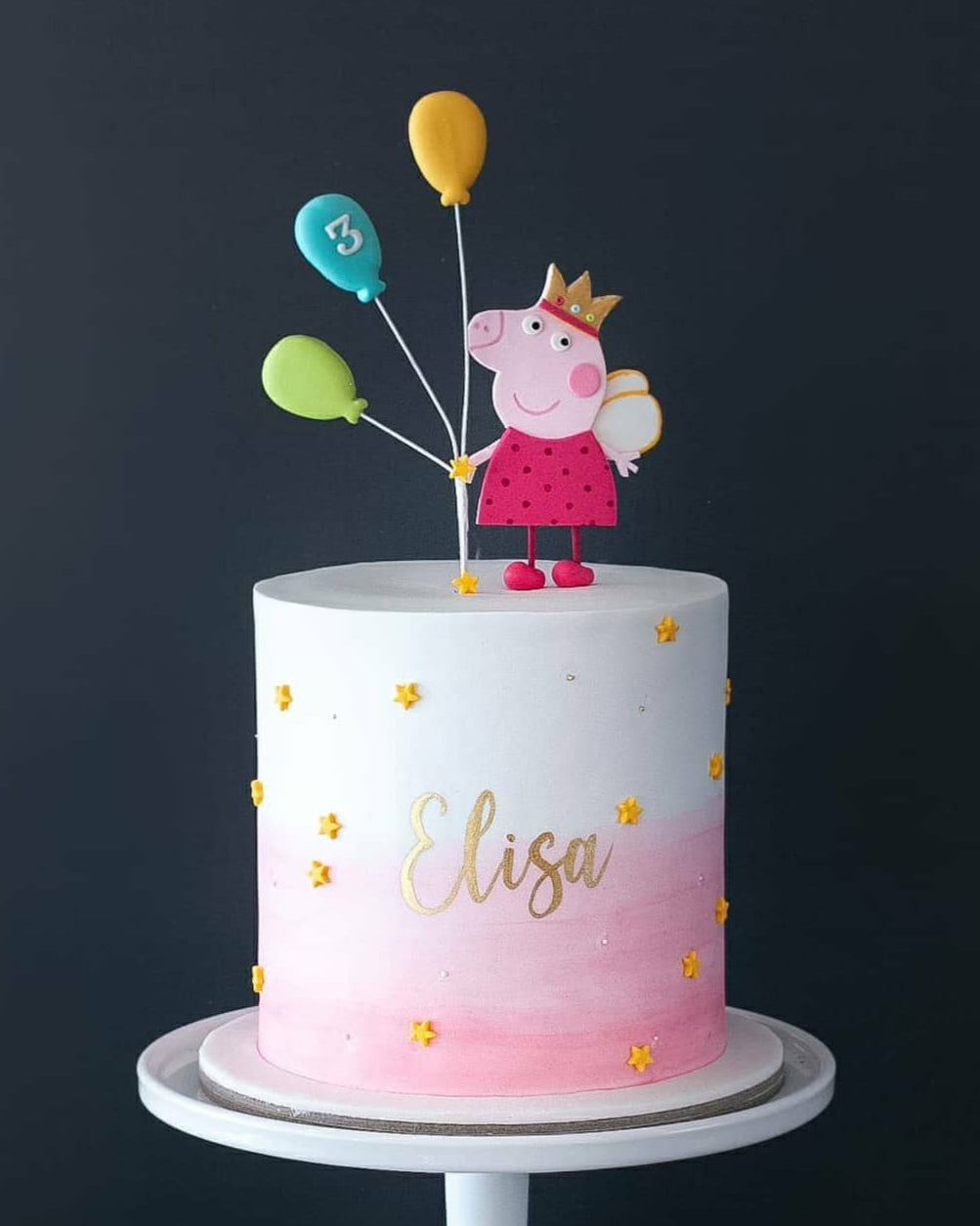 peppa pig pasta – renkli balonlu kız doğum günü pastası