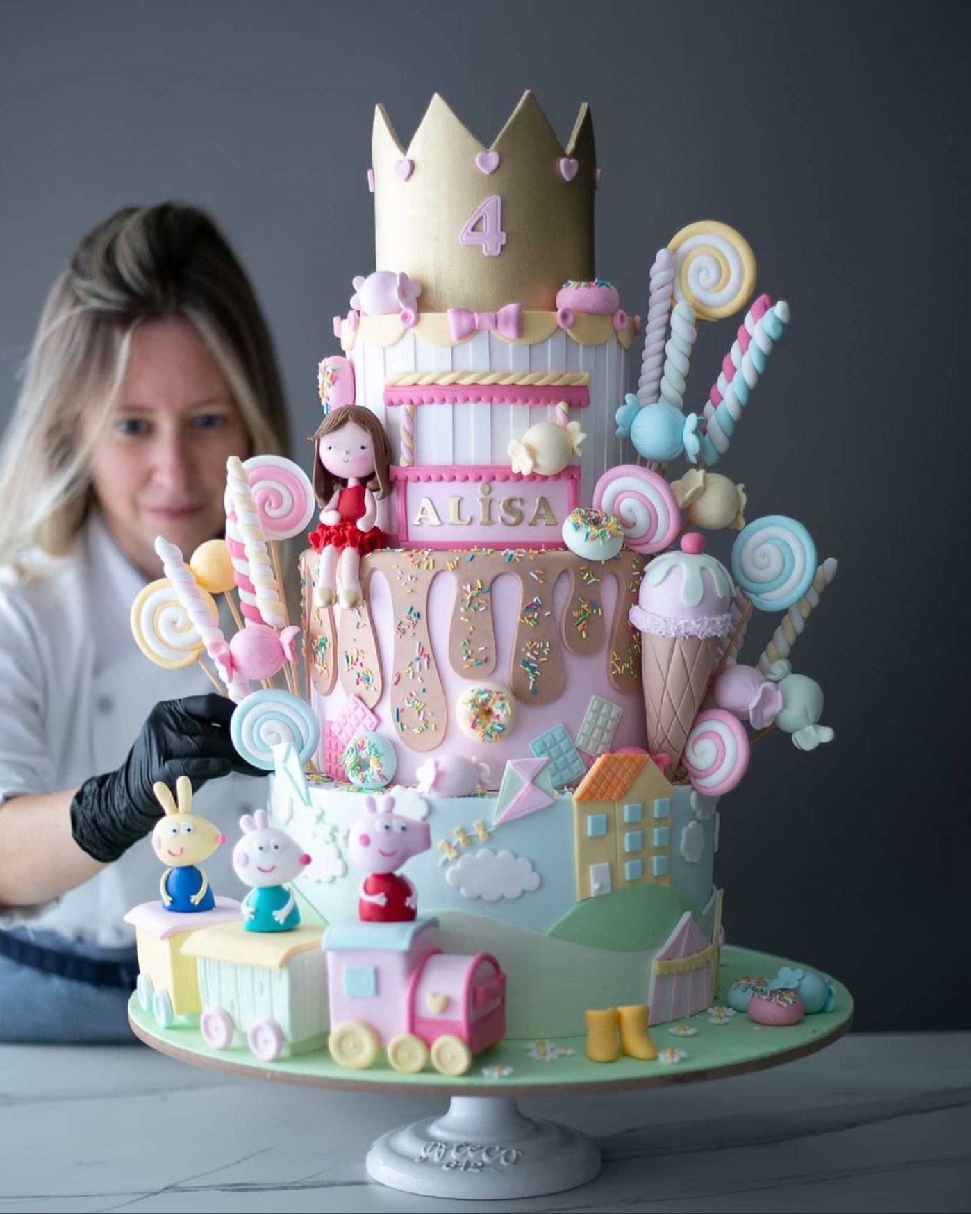 peppa pig pasta – şeker temalı kız doğum günü pastası
