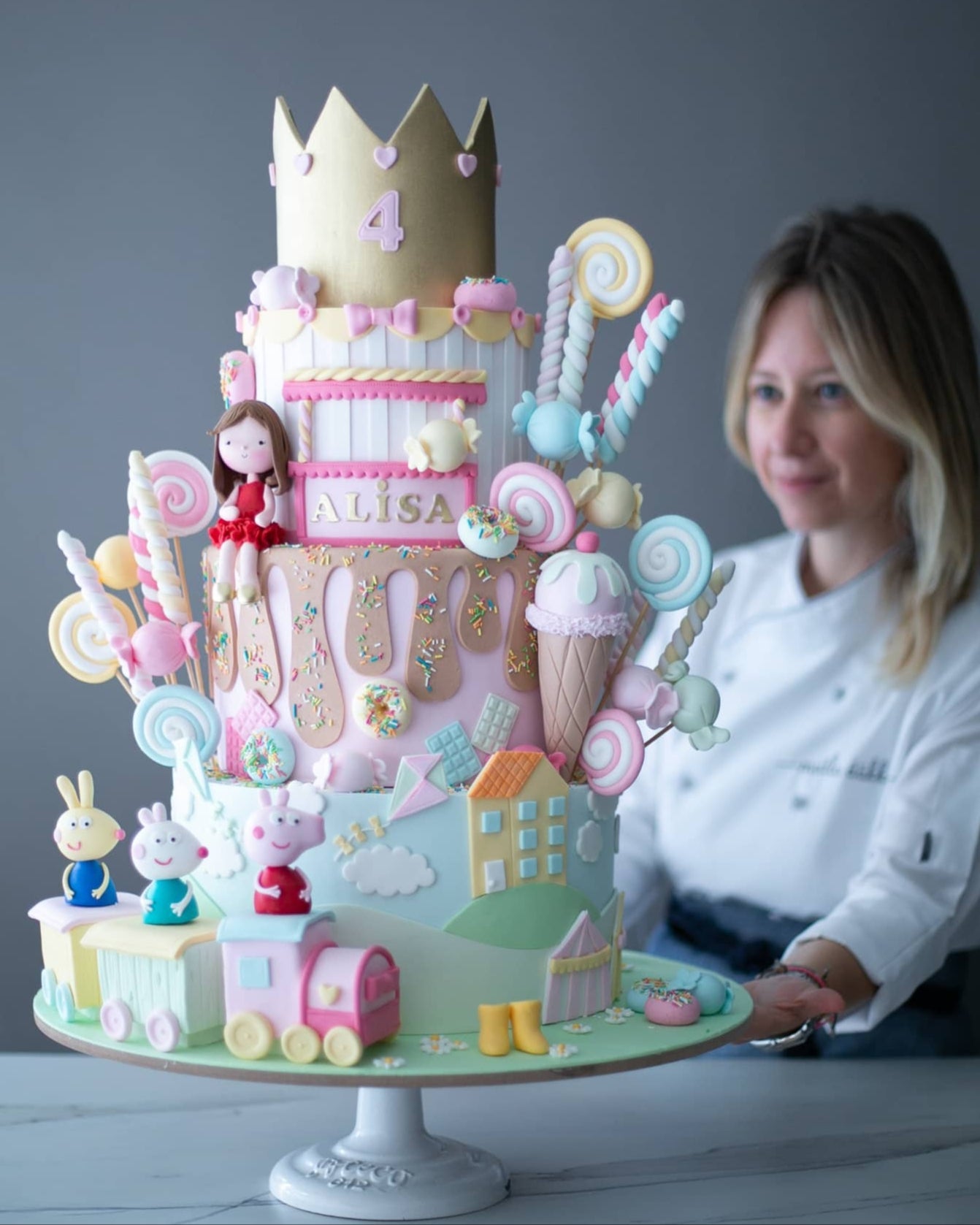 peppa pig pasta – şeker temalı kız doğum günü pastası