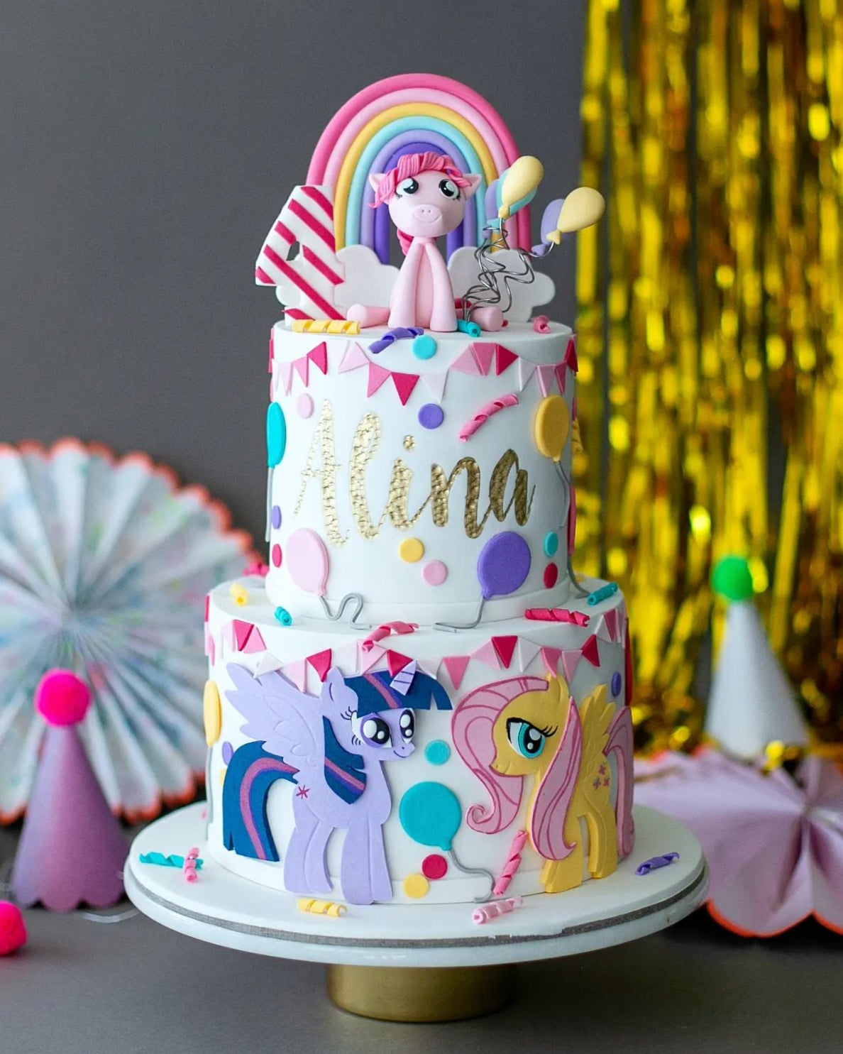 pinkie pie pasta –  pony atı ve gökkuşağı temalı pasta