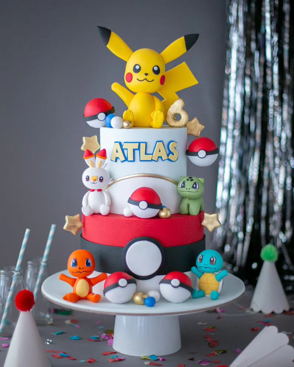 pokemon pasta – pikachu ve charmander figürlü pasta