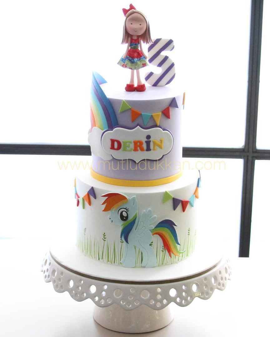 pony pasta – renkli kız çocuk doğum günü pastası