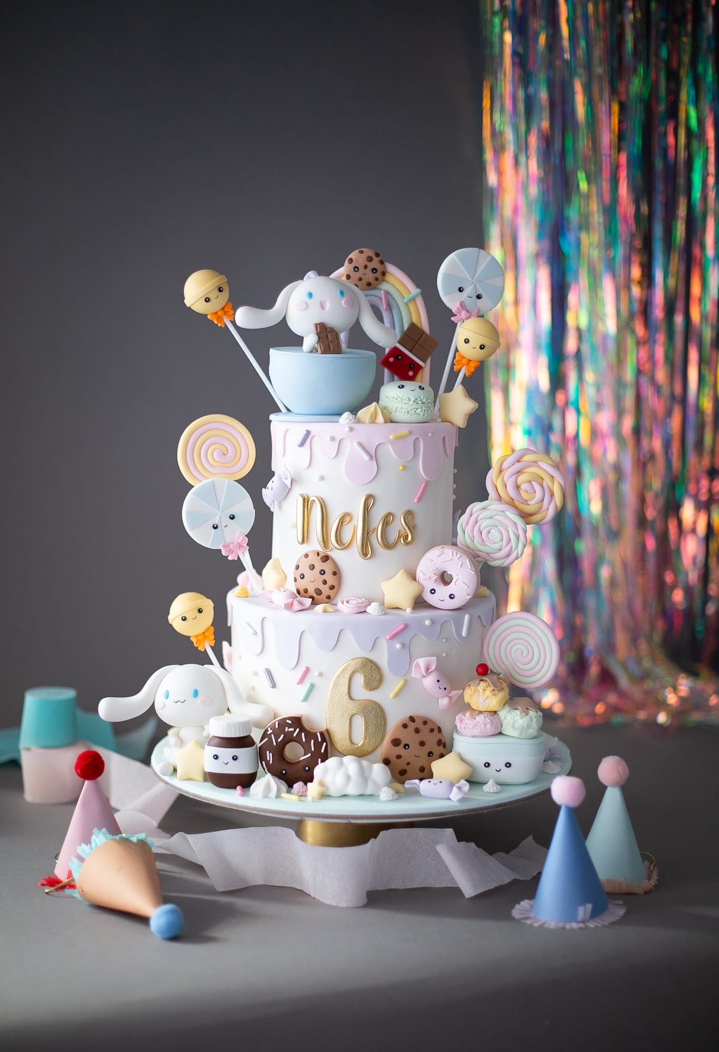 cinnamoroll pasta – şeker ve lolipop temalı kız pastası