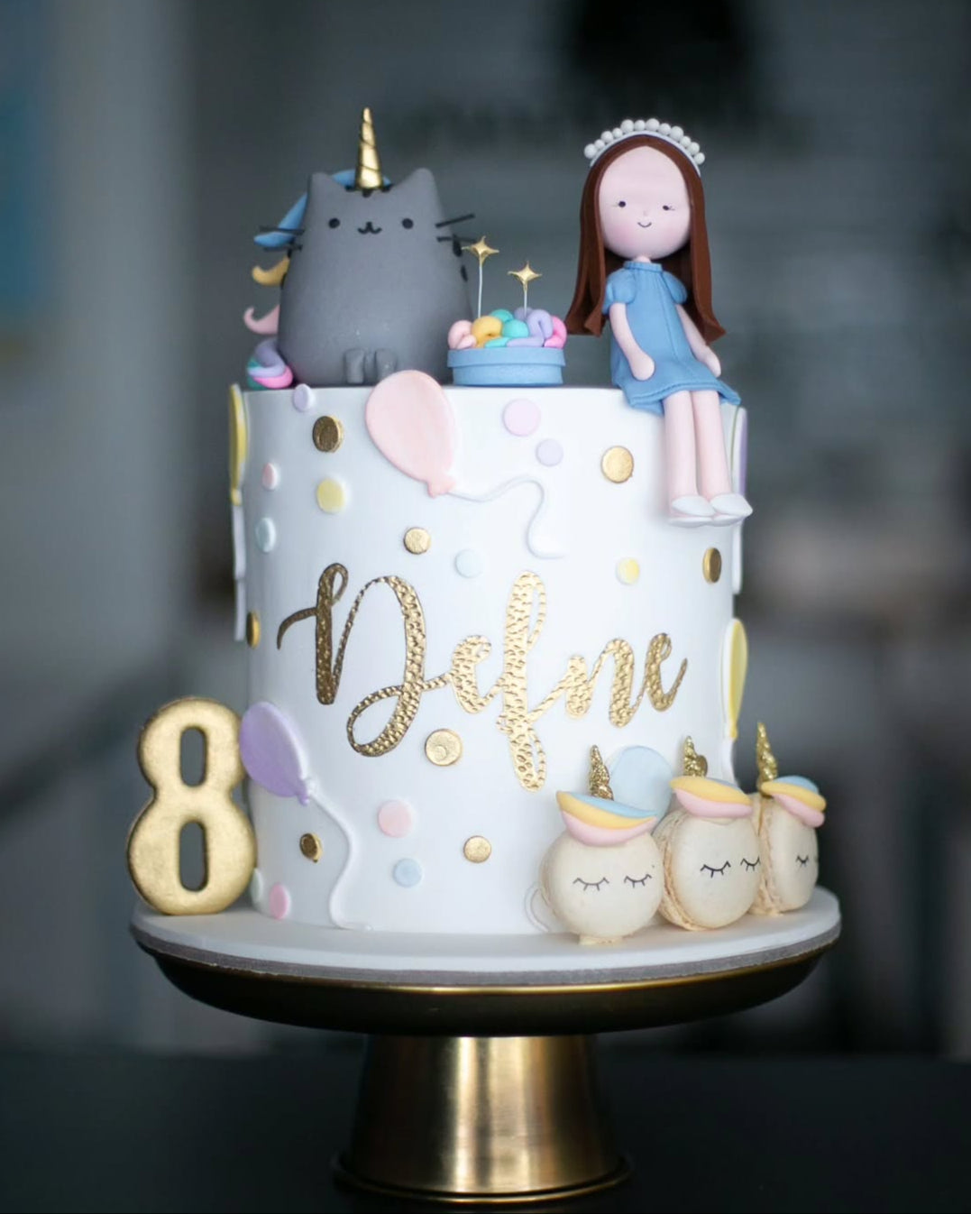 pusheen kedi pasta – kız çocuk doğum günü pastası