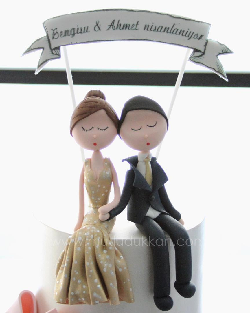 sade nişan pastası - dantel deseni süslemeli pasta