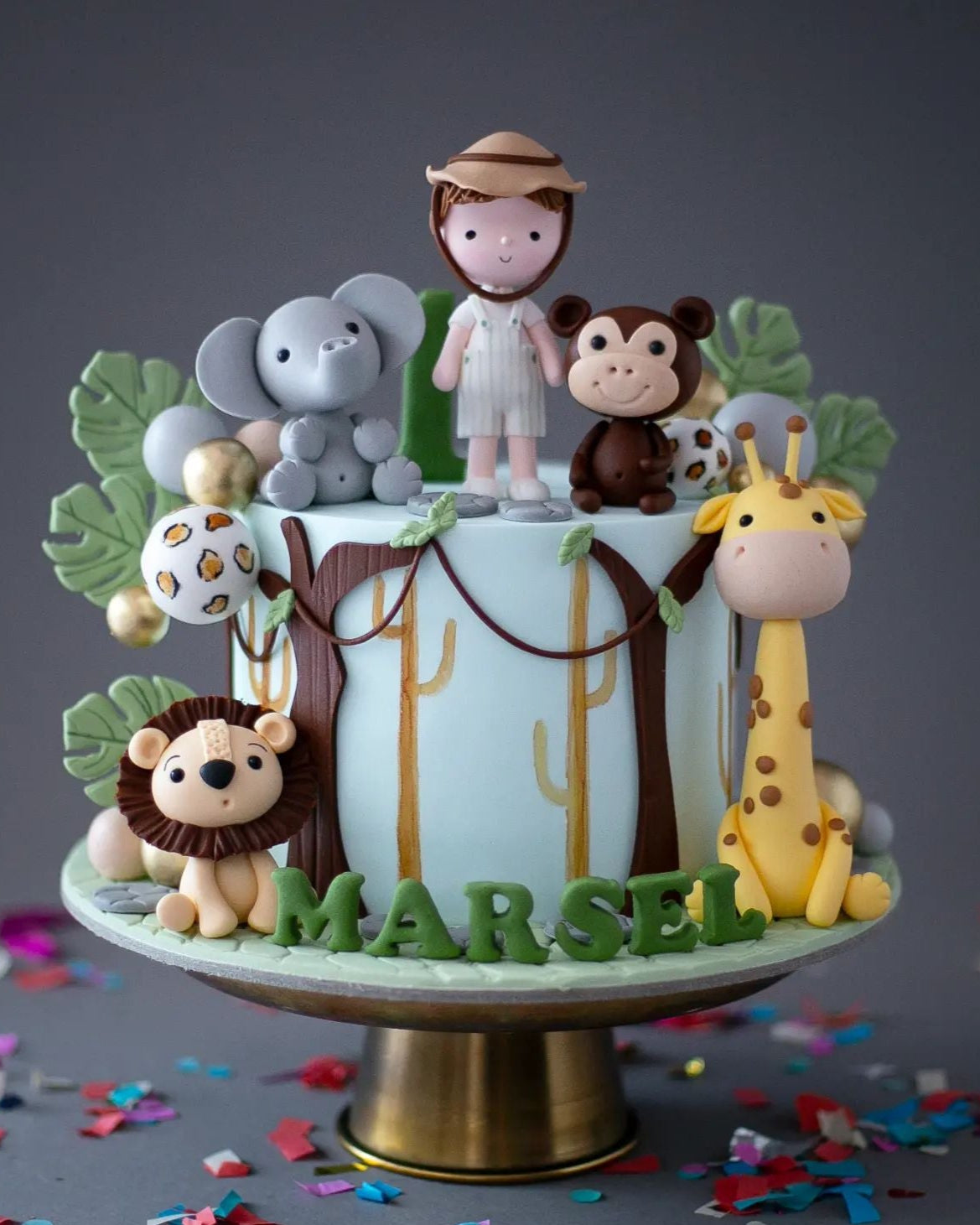 safari pasta – orman hayvanları temalı erkek pastası