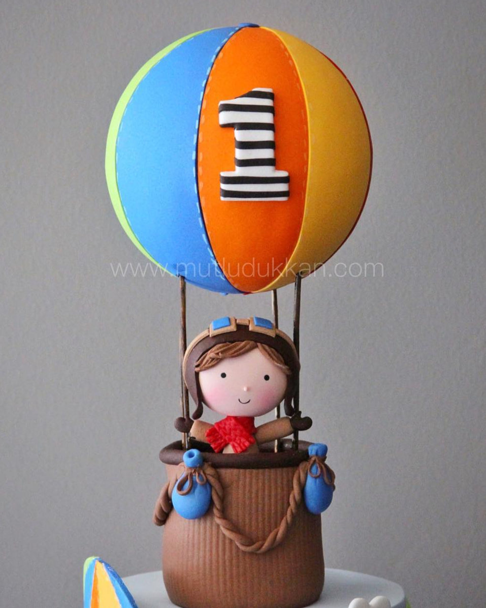 sıcak balon pasta – kapadokya temalı erkek çocuk pastası