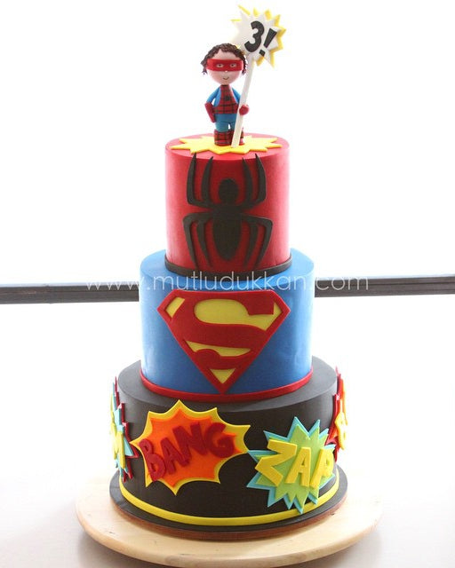 spiderman ve superman pasta – erkek çocuk doğum günü pastası