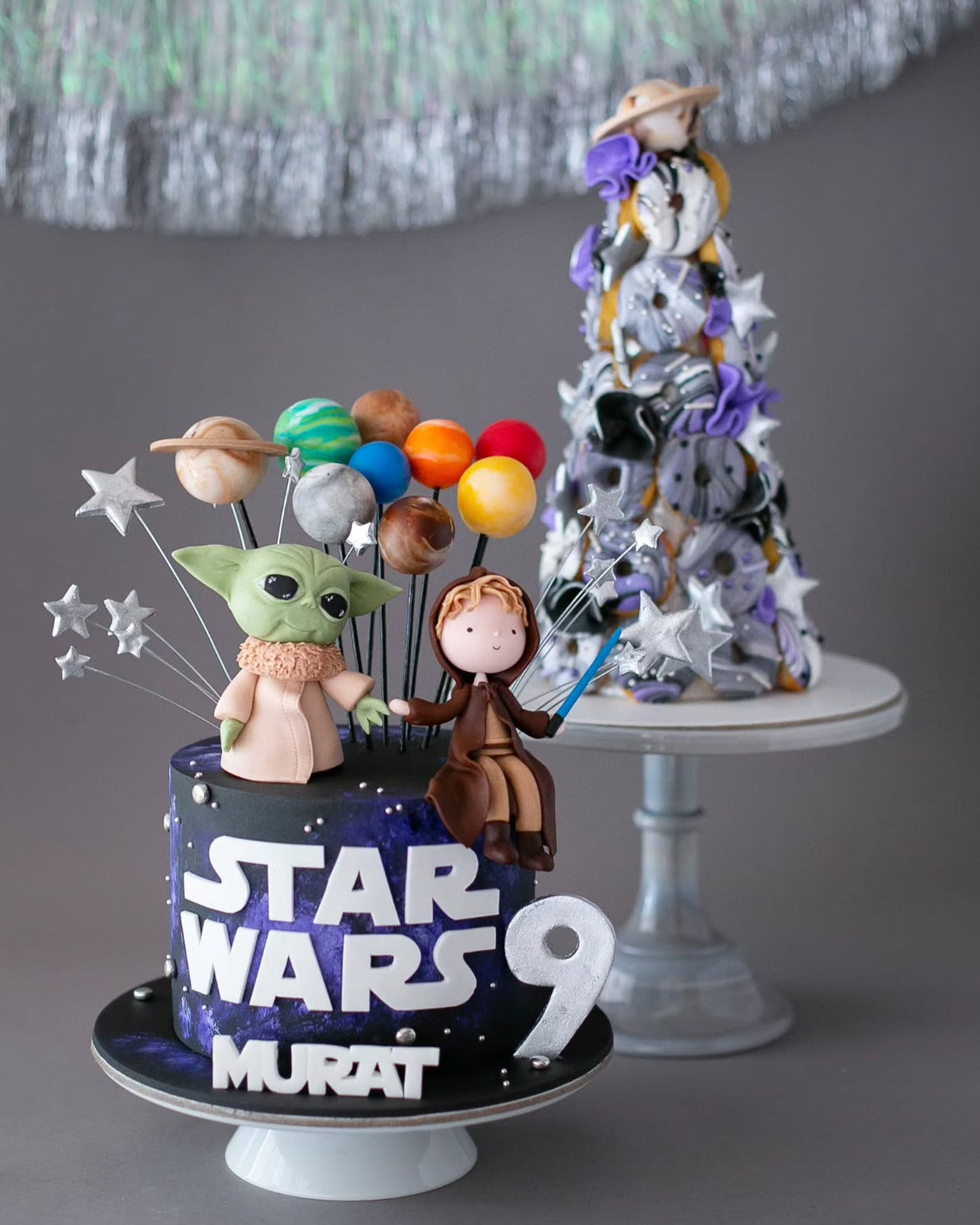 star wars pasta – baby yoda ve uzay temalı erkek pastası