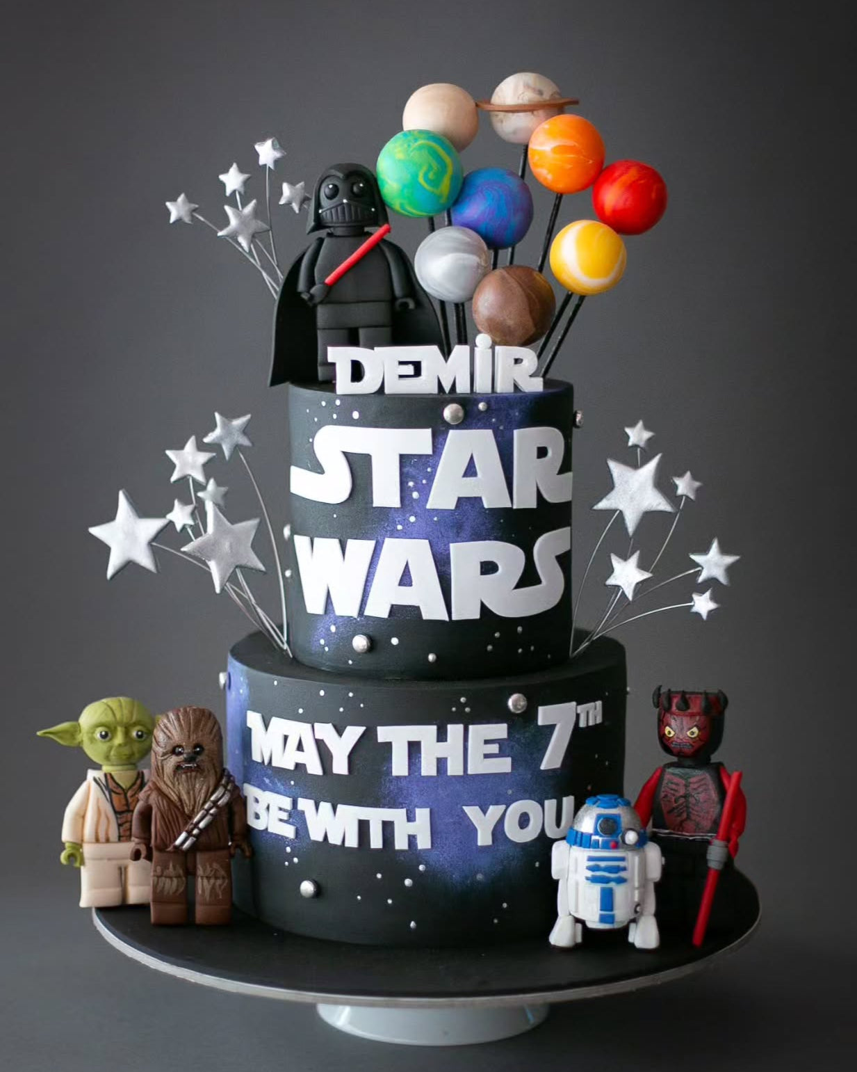 star wars pasta – gezegen ve uzay süslemeli pasta