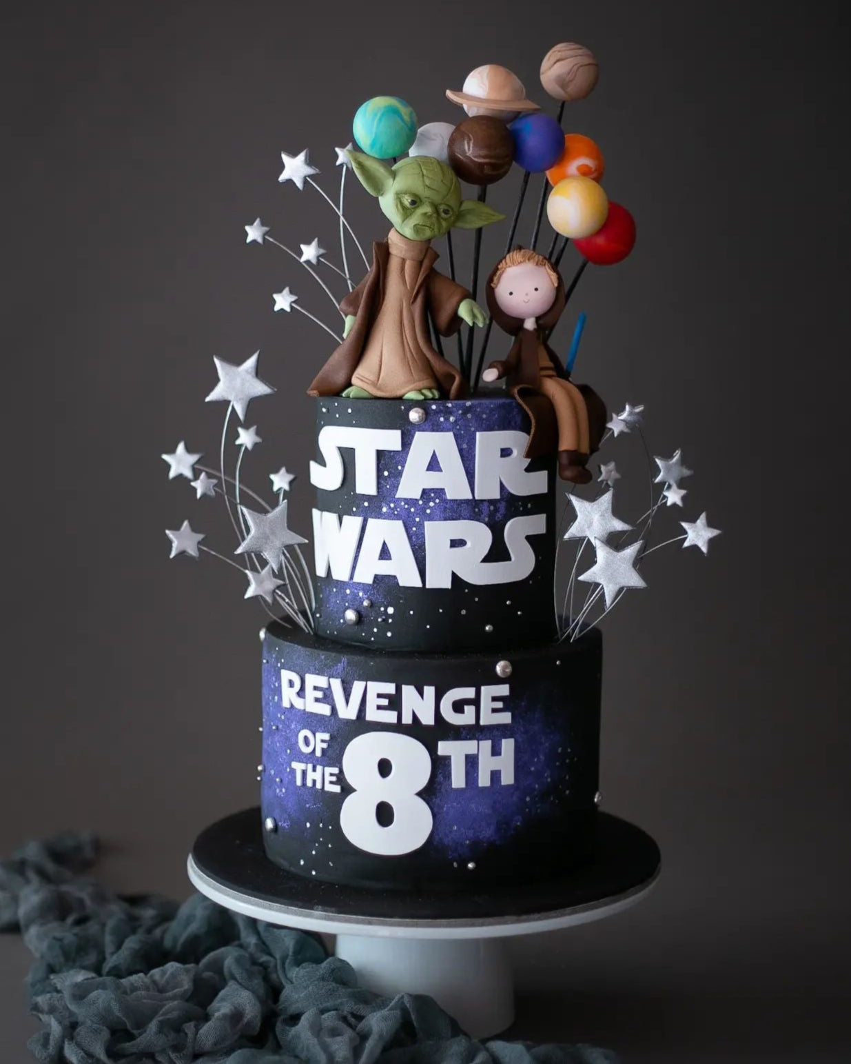 star wars pasta – yoda ve uzay temalı doğum günü pastası