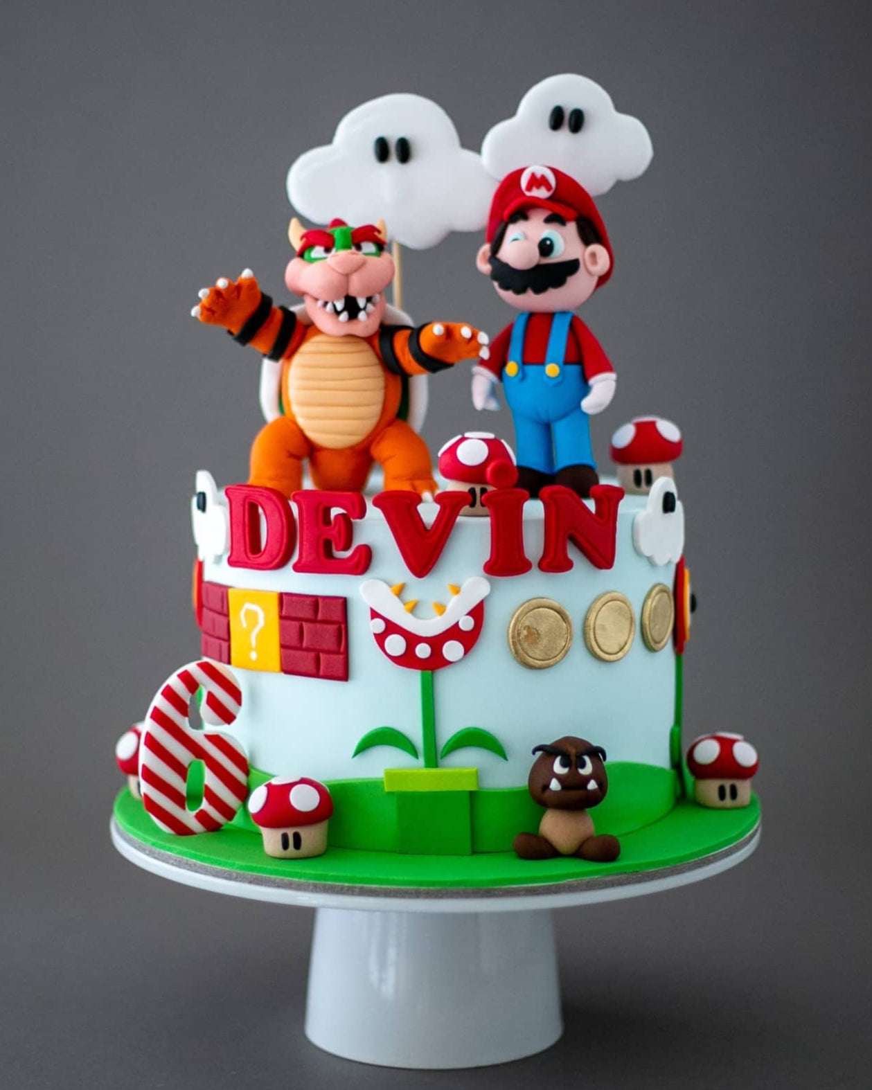süper mario pasta – bowser figürlü doğum günü pastası