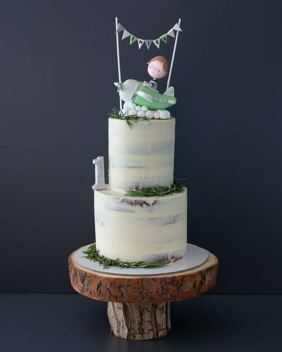 uçak pasta – şeker hamursuz çocuk pastası (naked cake)