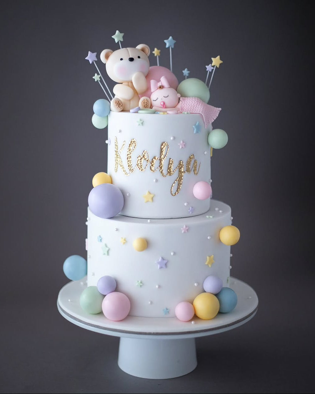 uçuk renkli baby shower pastası - kız bebek doğum pastası