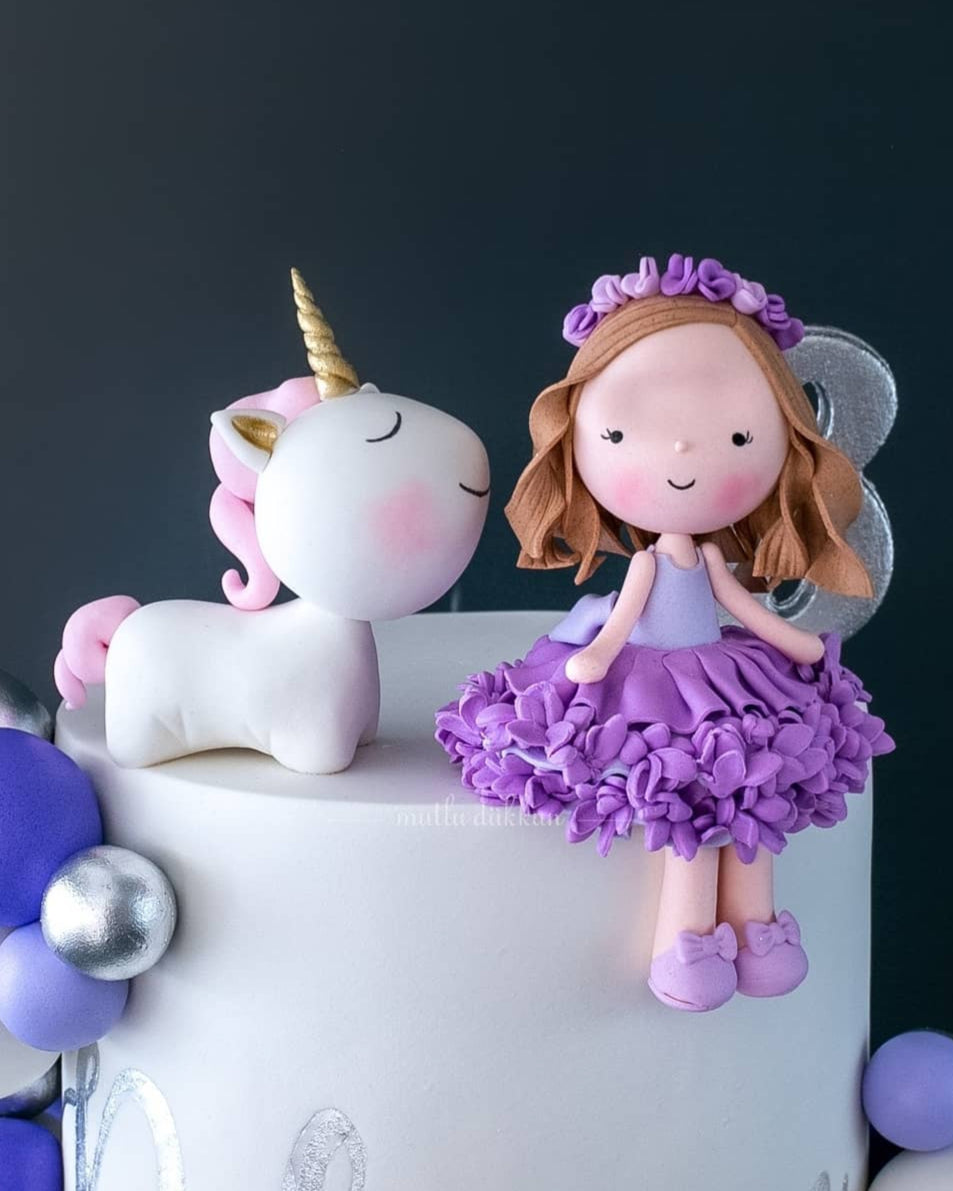 unicorn pasta – balon süslemeli kız doğum günü pastası