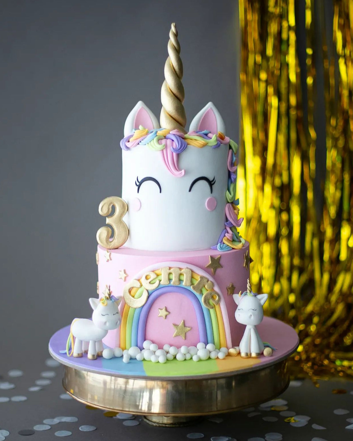 unicorn pasta – renkli gökkuşağı temalı kız çocuk pastası