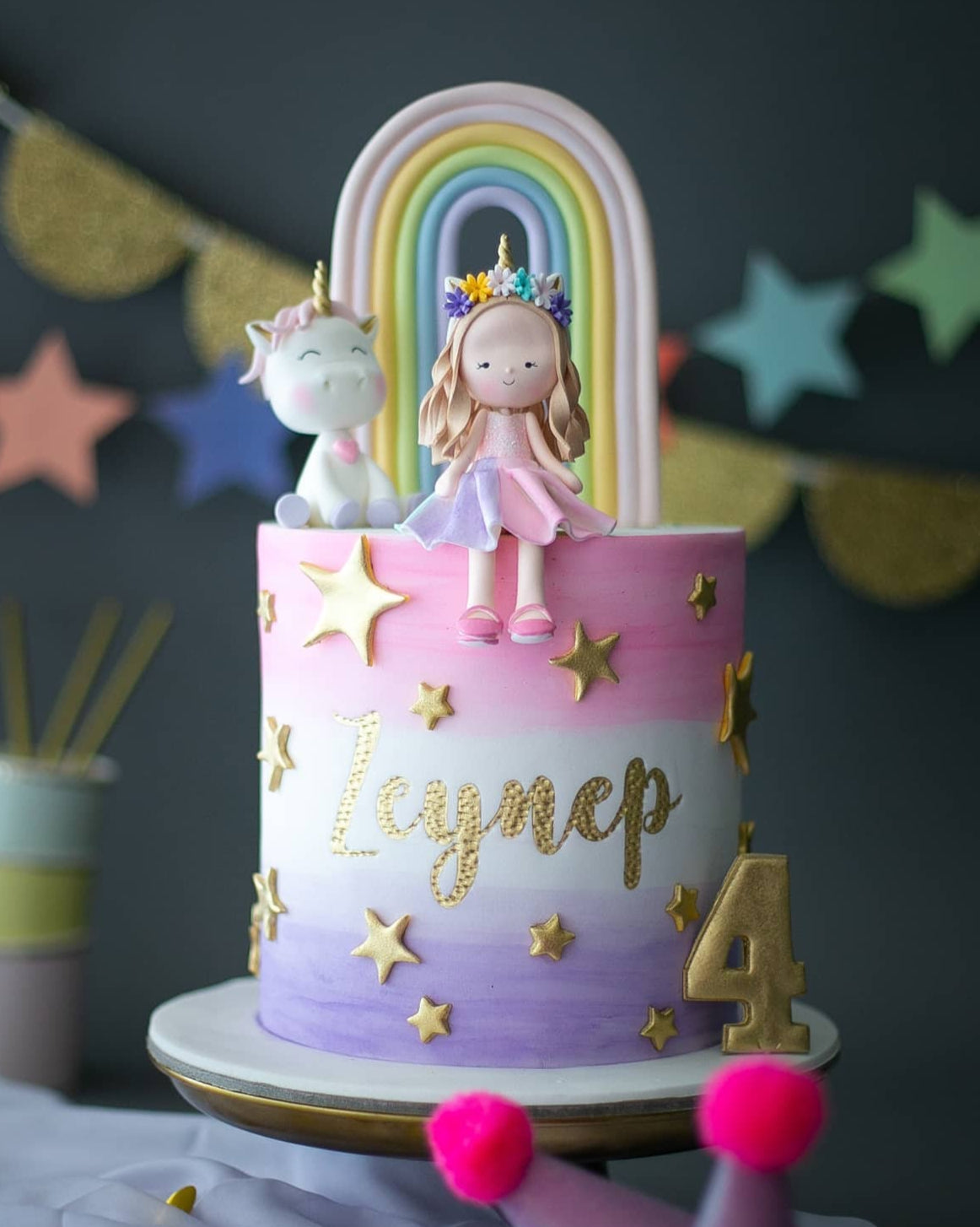 unicorn pasta – gökkuşağı temalı kız çocuk pastası