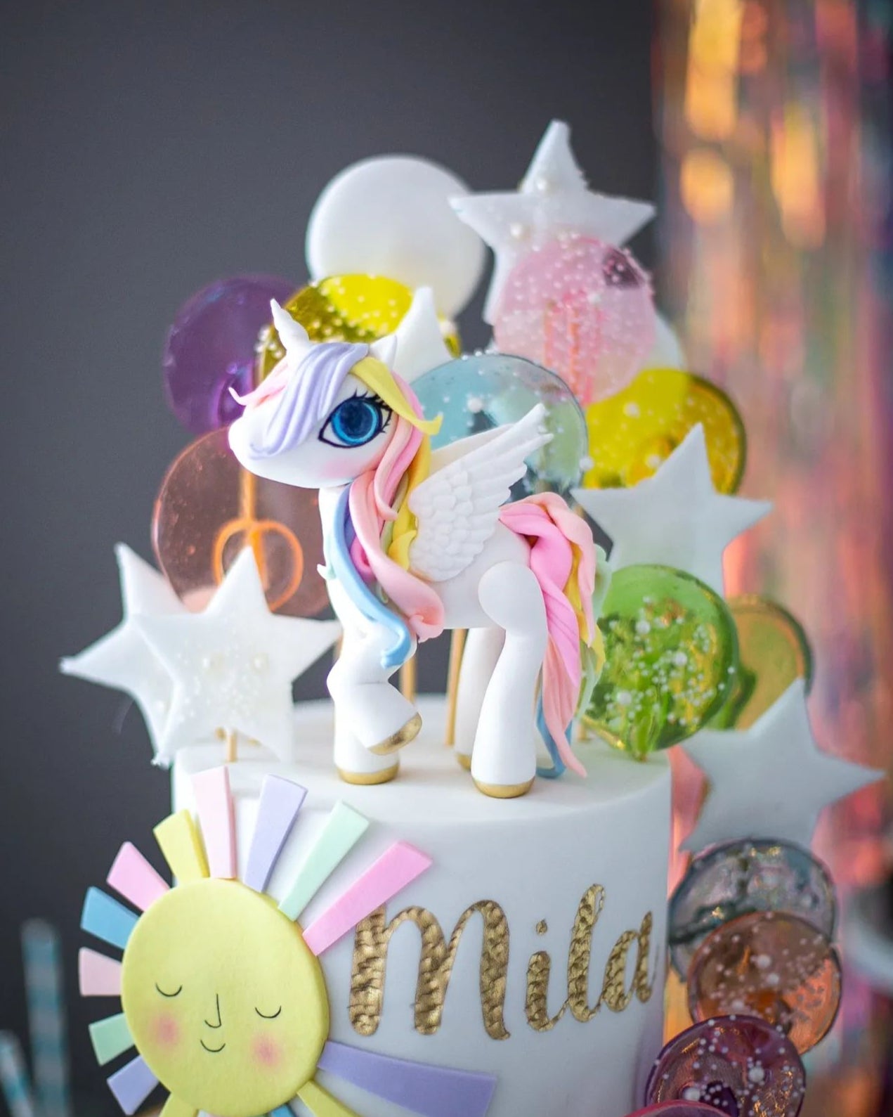 unicorn pony pasta – renkli kız çocuk doğum günü pastası