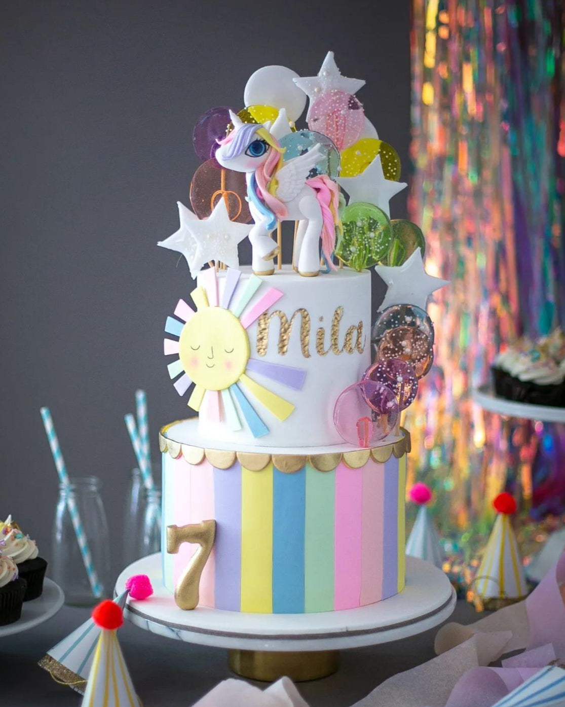 unicorn pony pasta – renkli kız çocuk doğum günü pastası
